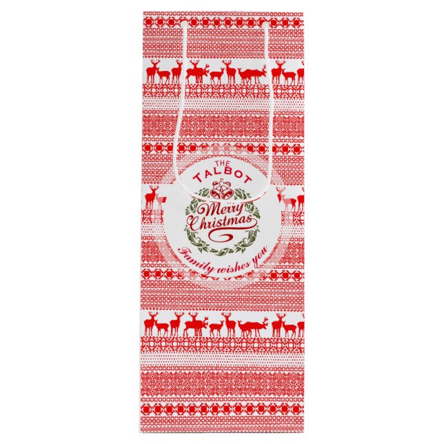 MERRY CHRISTMAS Traditional personalized Wine Gift Bag (Front)
