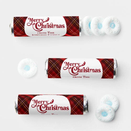 Merry Christmas Traditional Red Plaid Custom Party Breath Savers Mints