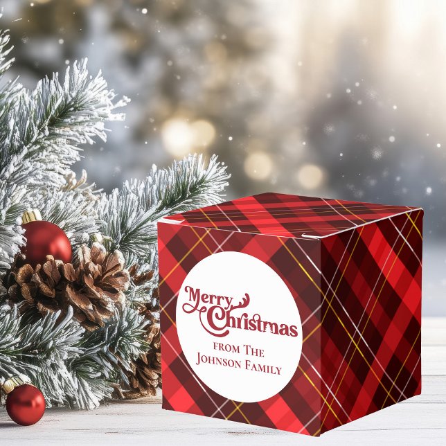 Merry Christmas Traditional Red Plaid Custom Party Favor Boxes (Creator Uploaded)