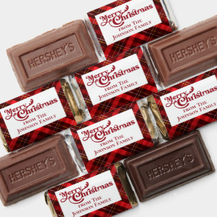 Merry Christmas Traditional Red Plaid Custom Party Hershey's Miniatures