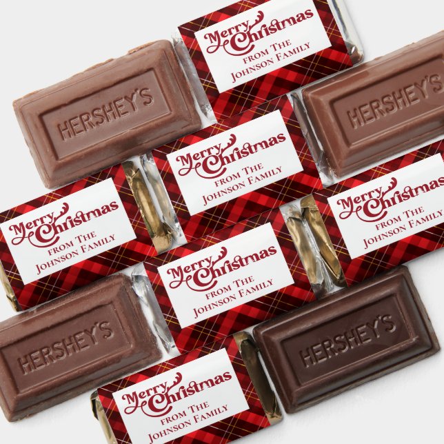 Merry Christmas Traditional Red Plaid Custom Party Hershey's Miniatures (Assorted)