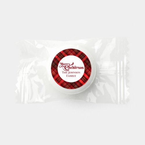 Merry Christmas Traditional Red Plaid Custom Party Life Saver Mints