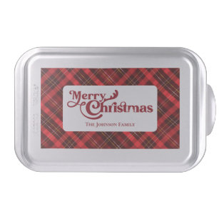 Merry Christmas Traditional Red Plaid Tartan Party Cake Pan