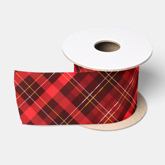 Merry Christmas Traditional Red Plaid Tartan Satin Ribbon (Spool)