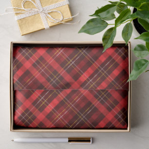 Merry Christmas Traditional Red Plaid Tartan Tissue Paper