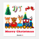 Merry Christmas Train Custom-Cut Vinyl Stickers