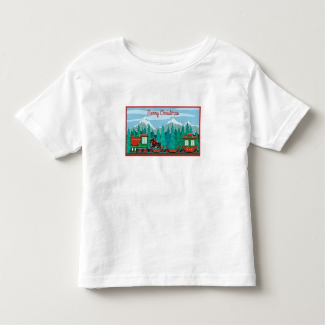 Merry Christmas Train with Dog Toddler T-shirt (Front)