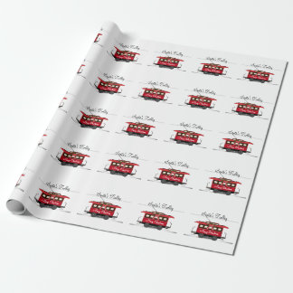 Merry Christmas Tram Trolley Streetcar Wrapping Paper