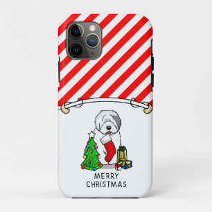 Merry Christmas Tree 2 Old English Sheepdog Gray 1 iPhone 11 Pro Case