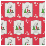 Merry Christmas Tree 2 Old English Sheepdog Gray 1 Fabric