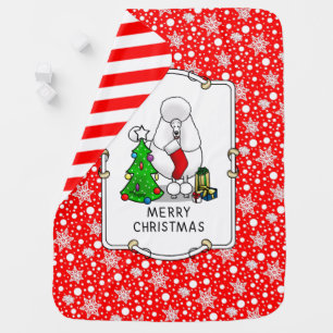 Merry Christmas Tree 2 Poodle (white) Dog Cute Baby Blanket