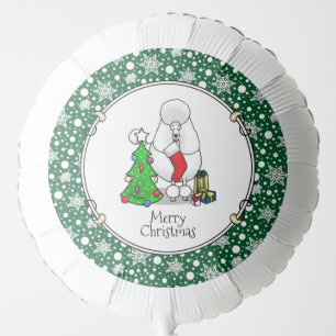 Merry Christmas Tree 2 Poodle (white) Dog Cute Balloon