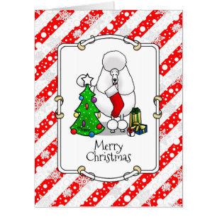 Merry Christmas Tree 2 Poodle (white) Dog Cute Card