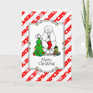 Merry Christmas Tree 2 Poodle (white) Dog Cute Card