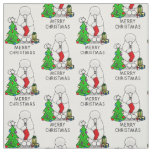 Merry Christmas Tree 2 Poodle (white) Dog Cute Fabric