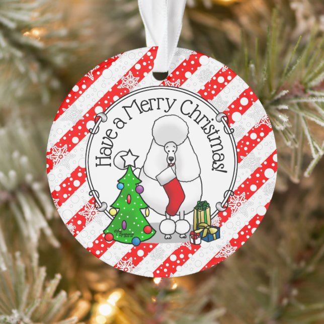 Merry Christmas Tree 2 Poodle (white) Dog Cute Ornament (Tree)