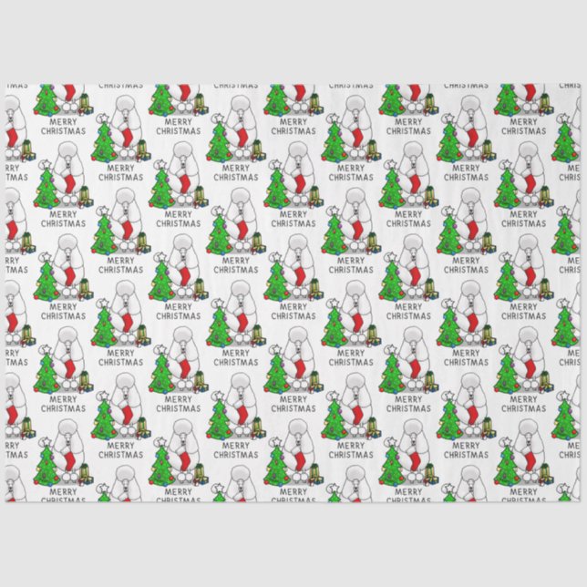 Merry Christmas Tree 2 Poodle (white) Dog Cute Tissue Paper (Front)