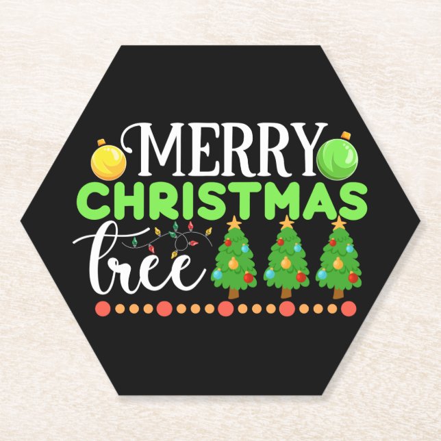 Merry Christmas Tree-34564 Paper Coaster (Front)