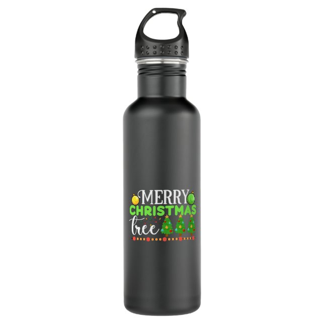 Merry Christmas Tree-34564 Stainless Steel Water Bottle (Front)