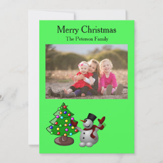 Merry Christmas Tree & 3D Snowman Flat Card