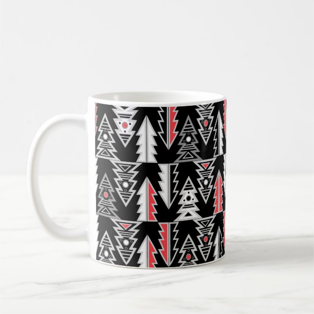 Merry Christmas tree abstract modern geometrical o Coffee Mug (Left)