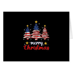 Merry Christmas Tree American Flag Funny US Flag S Card