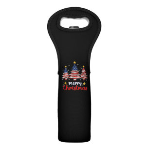 Merry Christmas Tree American Flag Funny US Flag S Wine Bag