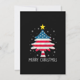 Merry Christmas Tree American Flag Funny US Flag X Invitation