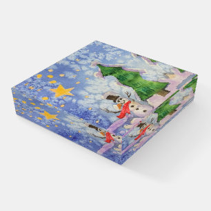 Merry Christmas Tree And Frosty Snowman Watercolor Paperweight