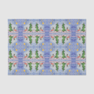 Merry Christmas Tree And Frosty Snowman Watercolor Tissue Paper