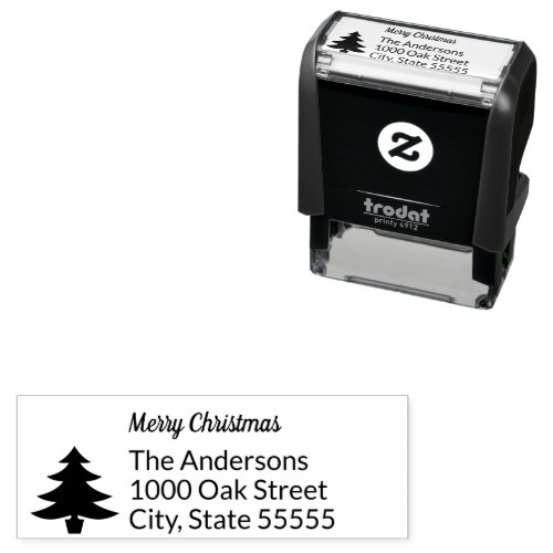 Merry Christmas Tree and Return Address Template Self_inking Stamp