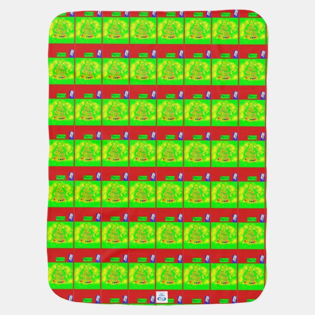 Merry Christmas Tree Baby Blanket (Back)
