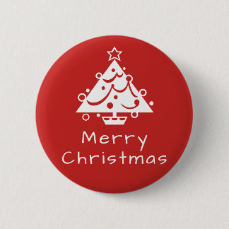 Merry Christmas Tree Badge Button
