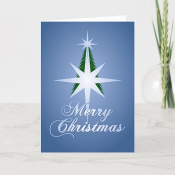 Merry Christmas Tree Bethlehem Star (Blue) Holiday Card