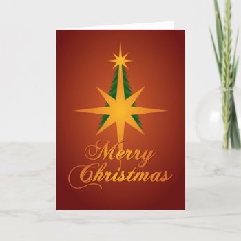 Merry Christmas Tree Bethlehem Star (Red) Holiday Card