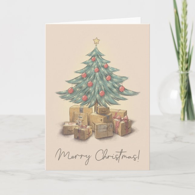 Merry Christmas Tree Blank Card (Front)