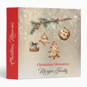 Merry Christmas,Tree Branch,Ornaments,Stars 3 Ring Binder