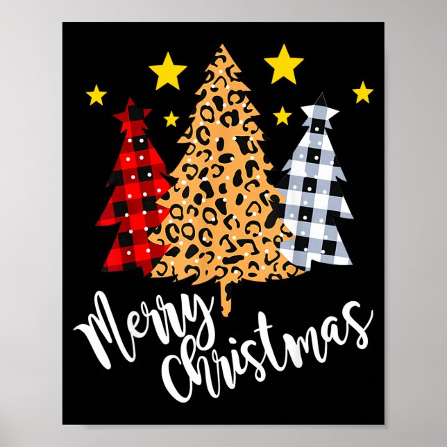 Merry Christmas Tree Buffalo Plaid Red Green Xmas  Poster (Front)