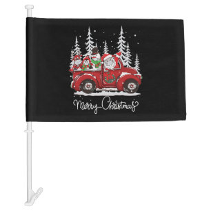 Merry Christmas Tree Buffalo Plaid Red Truck Car Flag