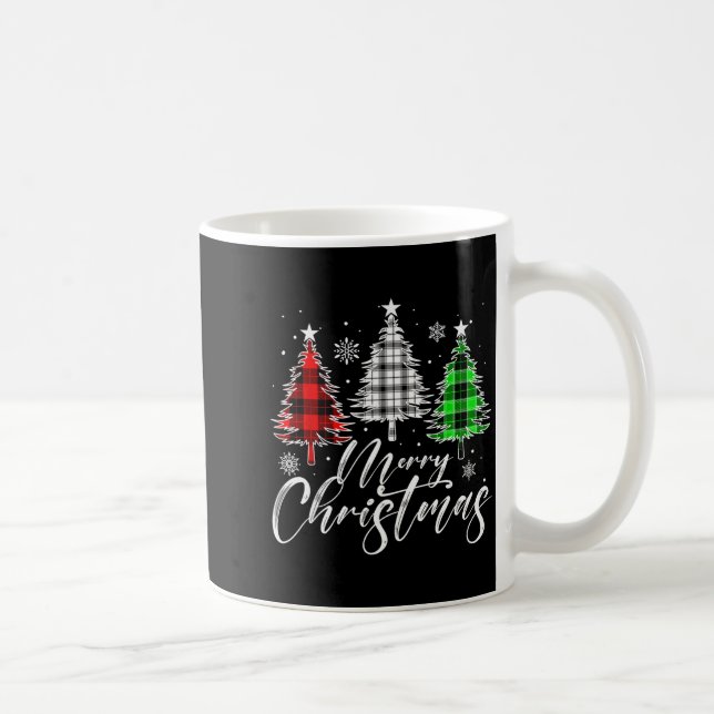 Merry Christmas Tree Buffalo Plaid Red White Green Coffee Mug (Right)