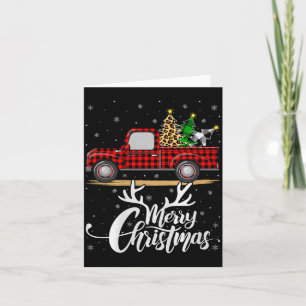 Merry Christmas Tree Buffalo Plaid Truck Family Gr Card