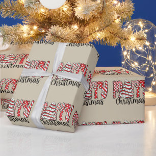 Merry Christmas Tree Cake Xmas Festive Holiday Wrapping Paper