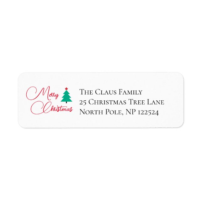 Merry Christmas Tree Calligraphy Label (Front)