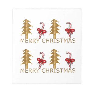 Merry Christmas Tree Candy red gold Notepad