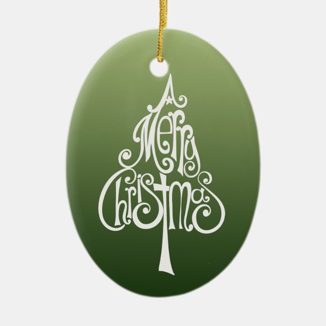 Merry Christmas Tree Ceramic Ornament (Front)
