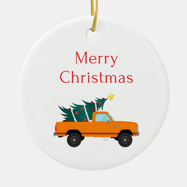 merry christmas tree ceramic ornament (Front)