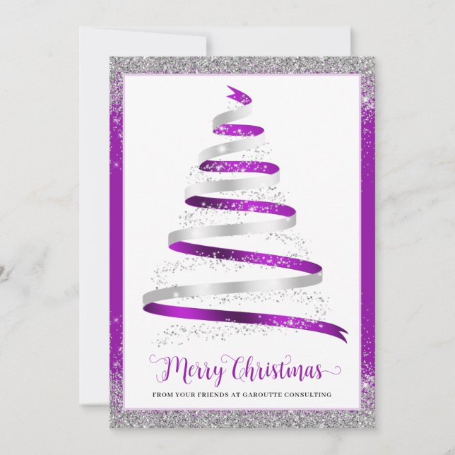 Merry Christmas Tree Corporate Business Holiday  Card (Front)