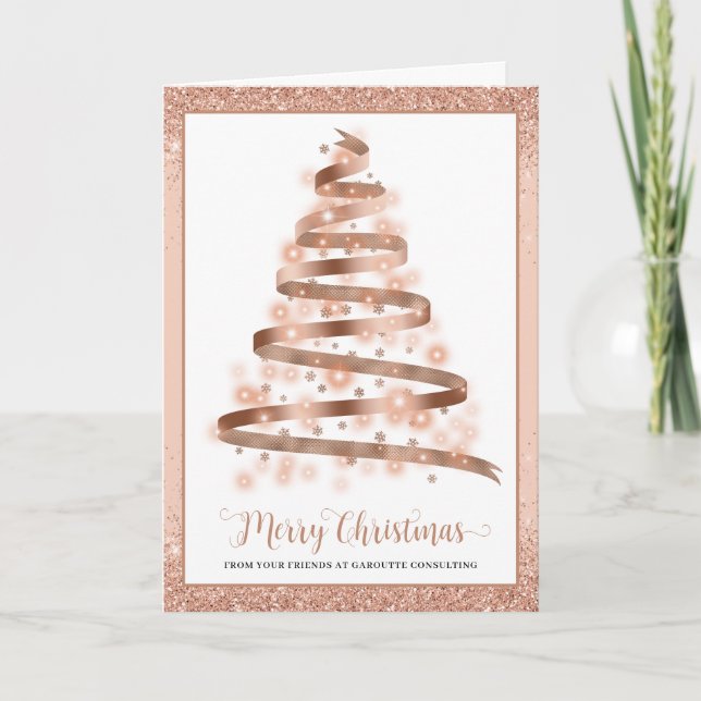 Merry Christmas Tree Corporate Business Logo Holid Holiday Card (Front)
