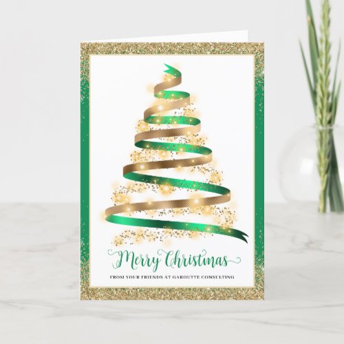 Merry Christmas Tree Corporate Business Logo Holiday Card