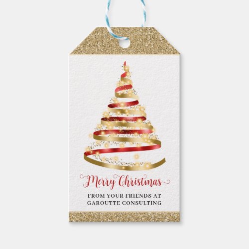 Merry Christmas Tree Corporate Holiday Gift Tags